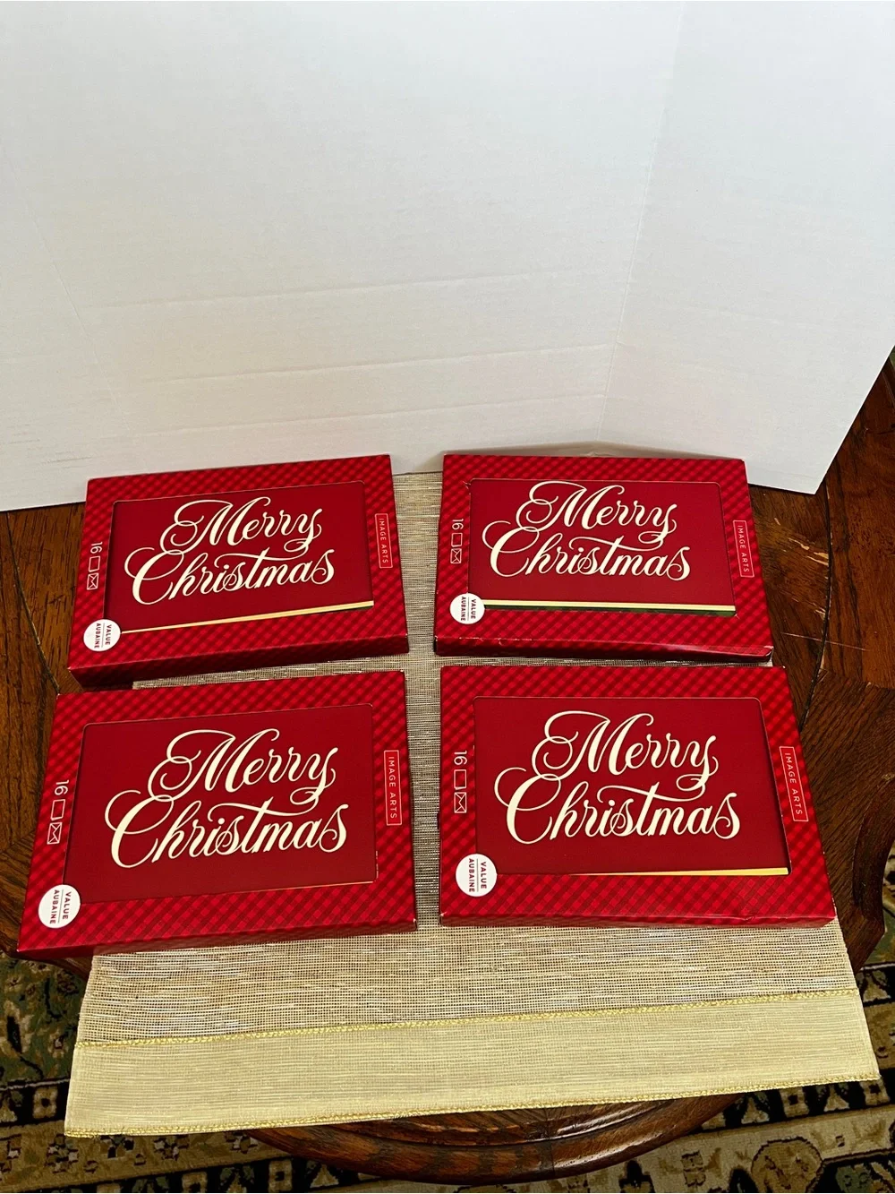 Lot of 4 Box “Merry Christmas” Cards 16 count in each Box Red